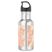 Roos Goud Glitter Marmer, Script Naam WHT Monogram Waterfles (Achterkant)