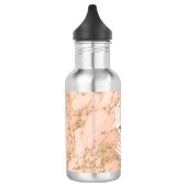 Roos Goud Glitter Marmer, Script Naam WHT Monogram Waterfles (Links)
