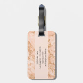 Roos Goud Glitter Marmer, Zwart Script Naam Bagagelabel (Achterkant verticaal)