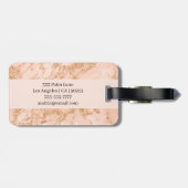 Roos Goud Glitter Marmer, Zwart Script Naam Bagagelabel (Achterkant horizontaal)