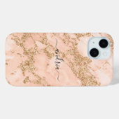 Roos Goud Glitter Marmer, Zwart Script Naam Case-Mate iPhone Case (Achterkant (horizontaal))
