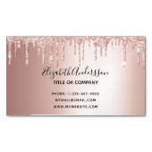 Roos goud glitter metaalelegant magnetisch visitekaartje (Voorkant)