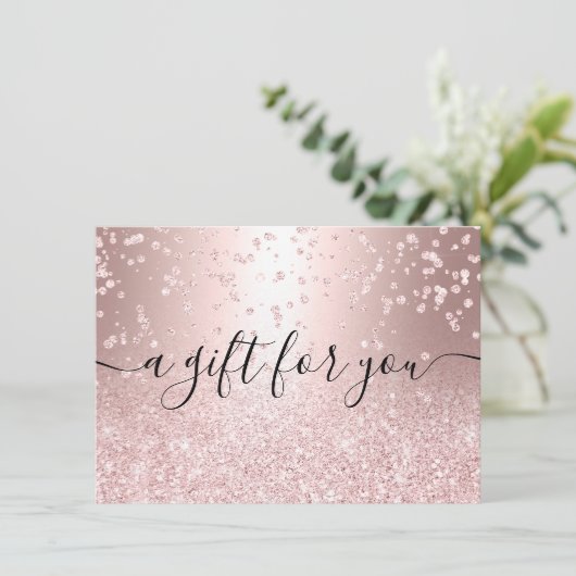 roos goud glitter metallic chic gift certificate (Staand voorkant)