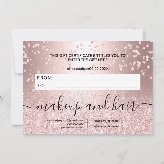 roos goud glitter metallic chic gift certificate (Achterkant)