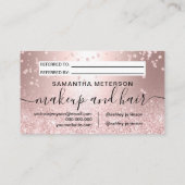 roos goud glitter metallic confetti deelt de liefd aanbevelingskaartje (Achterkant)