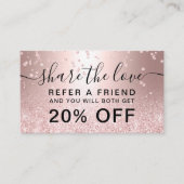 roos goud glitter metallic confetti deelt de liefd aanbevelingskaartje (Voorkant)