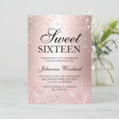 roos goud glitter metallic confetti Sweet 16 Kaart (Staand voorkant)