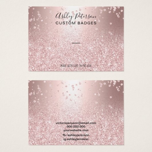roos goud glitter metallic emblemen display visitekaartje (Voorkant /achterkant)