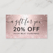 roos goud glitter metallic glans confetti gift kortingskaartje (Voorkant)