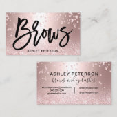 Roos goud glitter metallic glans confetti visitekaartje (Voorkant / Achterkant)