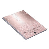 roos goud glitter metallic glans logo notitieboek (Rechterzijde)