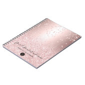 roos goud glitter metallic glans logo notitieboek (Linkerzijde)