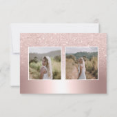 Roos goud glitter metallic ombre 3 foto's Sweet 16 Bedankkaart (Achterkant)