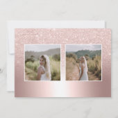 Roos goud glitter metallic ombre 3 foto's Sweet 16 Save The Date (Achterkant)