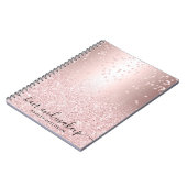 roos goud glitter metallic sparkle confetti foil notitieboek (Linkerzijde)