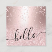 roos goud glitter metallic sparkle confetti hallo vierkante visitekaartje (Voorkant)