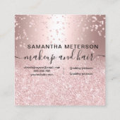 roos goud glitter metallic sparkle confetti hallo vierkante visitekaartje (Achterkant)