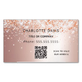 Roos goud glitter metallisch elegant QR-code Magnetisch Visitekaartje (Voorkant)