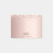 Roos goud glitter monogram initiaal post-it® notes (Voorkant)