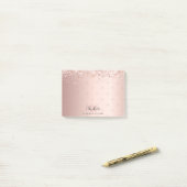 Roos goud glitter monogram initiaal post-it® notes (Op bureau)