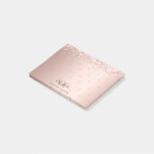 Roos goud glitter monogram initiaal post-it® notes (Schuin)
