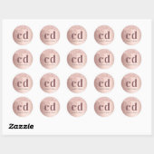 Roos goud glitter monogram initiaal ronde sticker (Vel)
