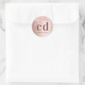 Roos goud glitter monogram initiaal ronde sticker (Tas)