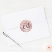 Roos goud glitter monogram initiaal ronde sticker (Envelop)