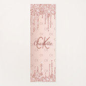 Roos goud glitter monogram initialen roze luxe lux yogamat (Voorkant)