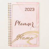 Roos goud glitter monogram naam 2023 planner (Voorkant)