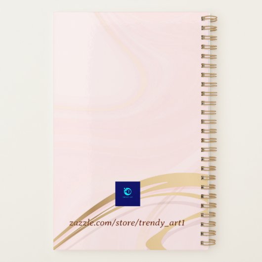 Roos goud glitter monogram naam 2023 planner (Achterkant)