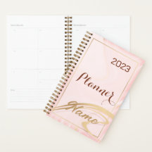 Roos goud glitter monogram naam 2023 planner