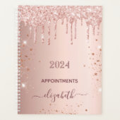 Roos goud glitter monogram naam 2024 planner (Voorkant)