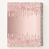 Roos goud glitter monogram naam luxe notitieboek (Achterkant)