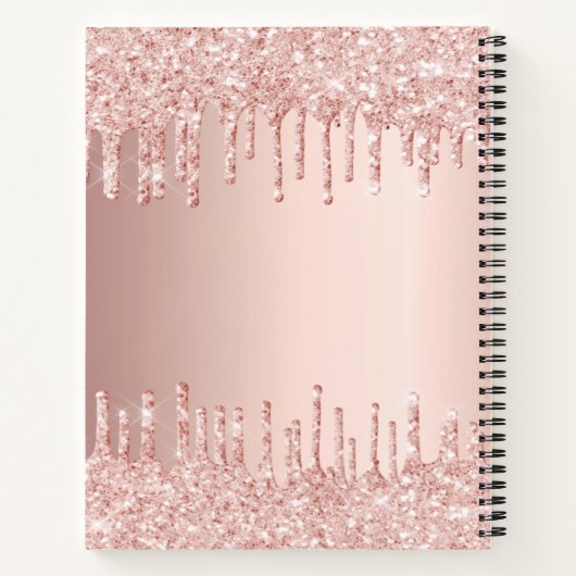 Roos goud glitter monogram naam luxe notitieboek (Achterkant)