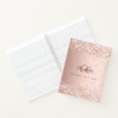 Roos goud glitter monogram script notitieboek (Binnen)