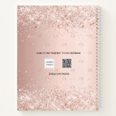 Roos goud glitter monogram script notitieboek (Achterkant)