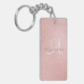 Roos goud glitter monogram sleutelhanger (Voorkant Links)