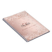 Roos goud glitter monogram stofmonogram notitieboek (Rechterzijde)