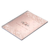 Roos goud glitter monogram stofmonogram notitieboek (Linkerzijde)