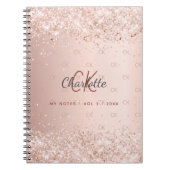 Roos goud glitter monogram stofmonogram notitieboek (Voorkant)