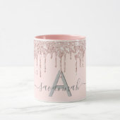 Roos goud glitter monogram zwart elegant mok (Midden)