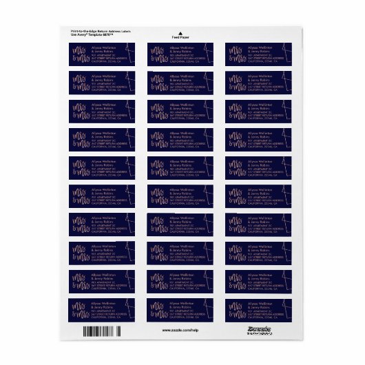 Roos goud glitter navy terrarium mevrouw bruiloft etiket (Full Sheet)