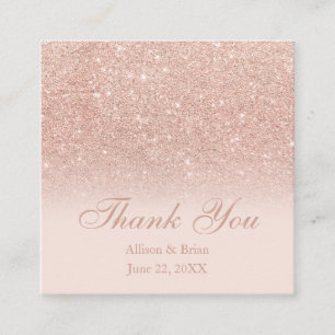 Roos goud glitter ombre blush bedankt voor je brui vierkante visitekaartje