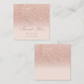 Roos goud glitter ombre blush bedankt voor je brui vierkante visitekaartje (Voorkant / Achterkant)