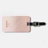 Roos goud glitter ombre blush chic add jouw naam bagagelabel (Voorkant horizontaal)