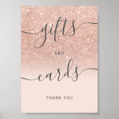Roos goud glitter ombre blush huwelijkscadeaus poster (Voorkant)