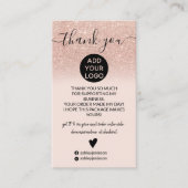 Roos goud glitter ombre blush order bedankt visitekaartje (Voorkant)