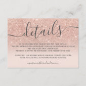 Roos goud glitter ombre blush script details informatiekaartje (Voorkant)