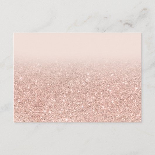 Roos goud glitter ombre blush script details informatiekaartje (Achterkant)